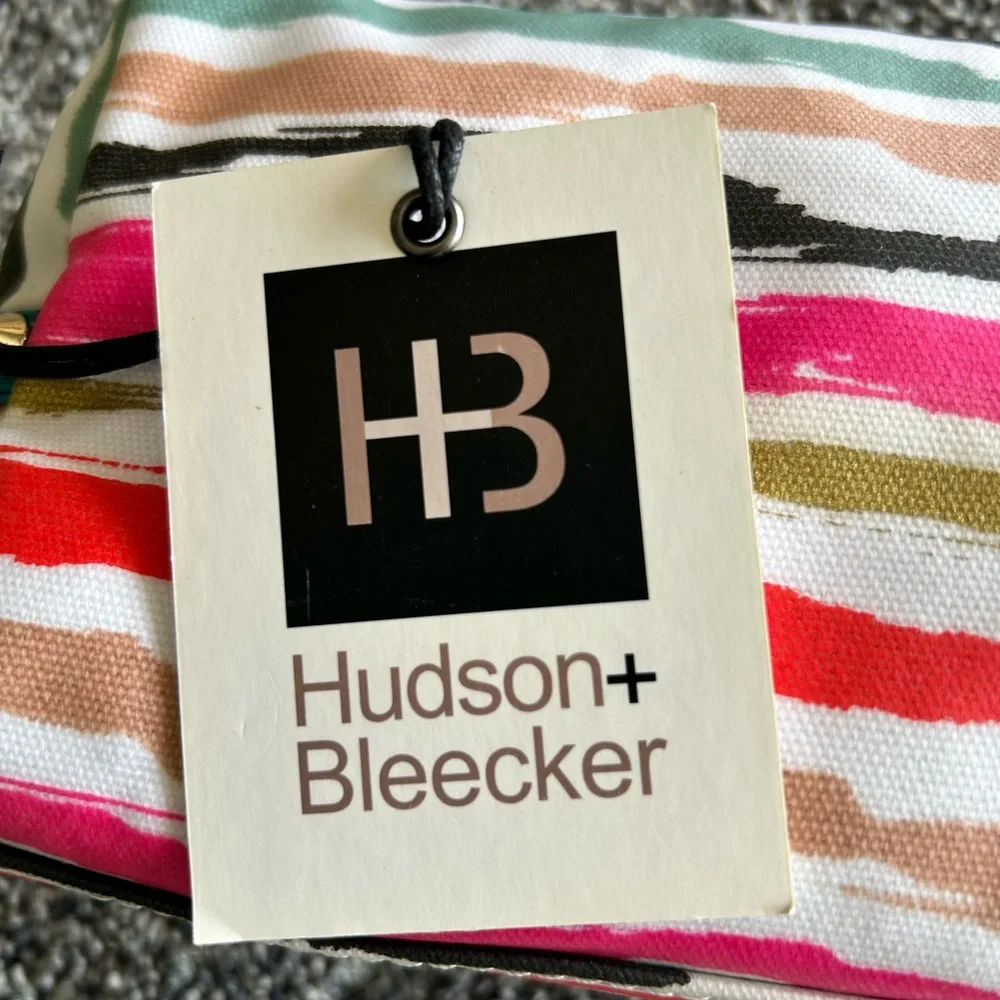 Striped Multicolor Cosmetic Pouch -‎ Pink, Red & Teal
